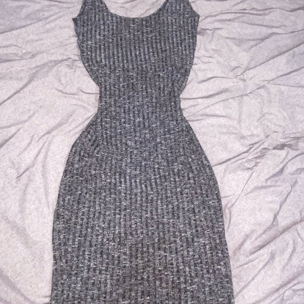 Cotton On Gray Ribbed Bodycon Midi Dress